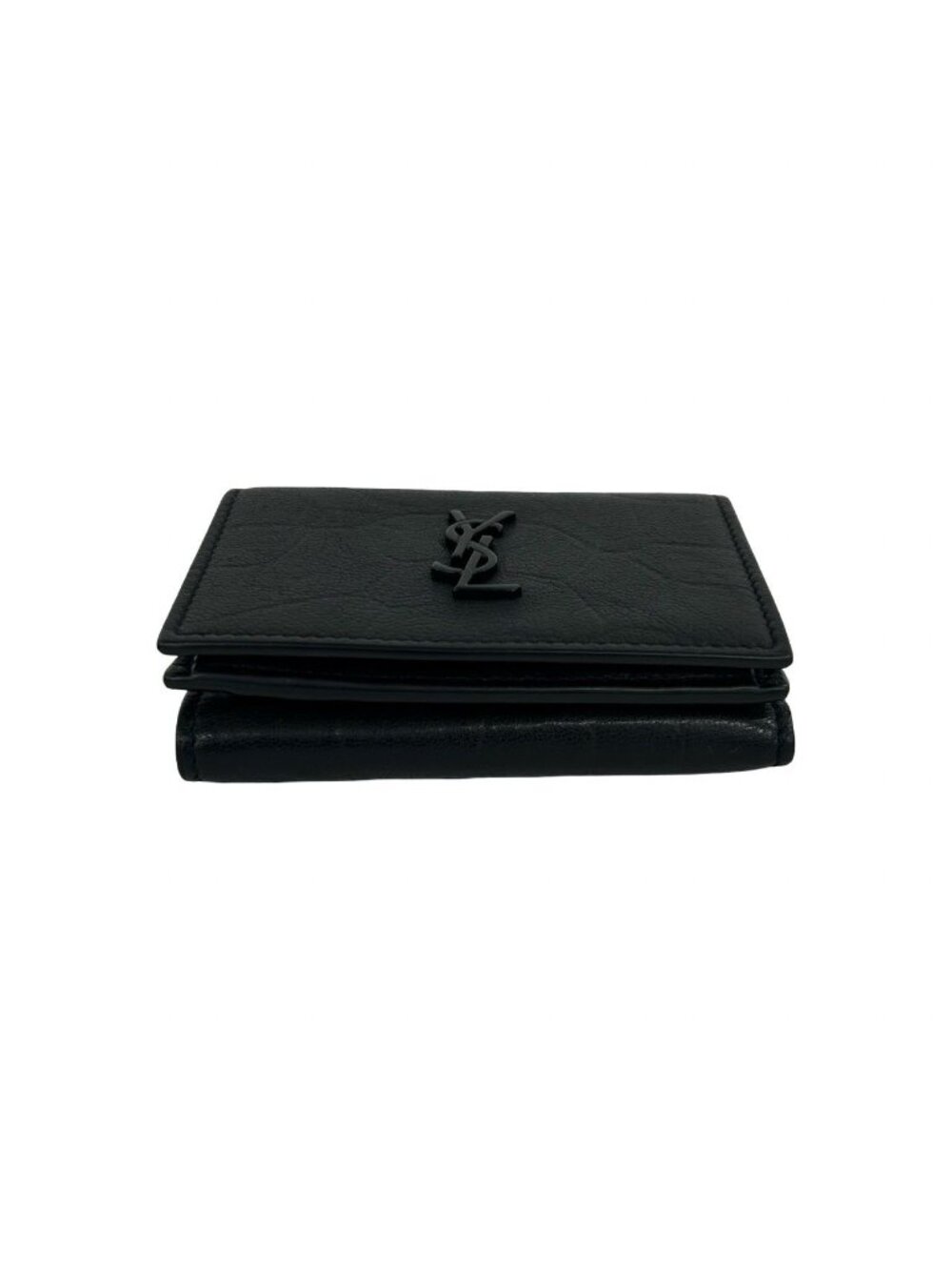 Saint Laurent Box Paris YSL Logo Leather Trifold Wallet Mini Black - Picture 6 of 10